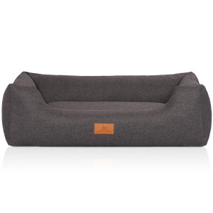 Graues Knuffelwuff Hundebett Lotte Velours M-L, 85x63cm, bequemes Hundekörbchen