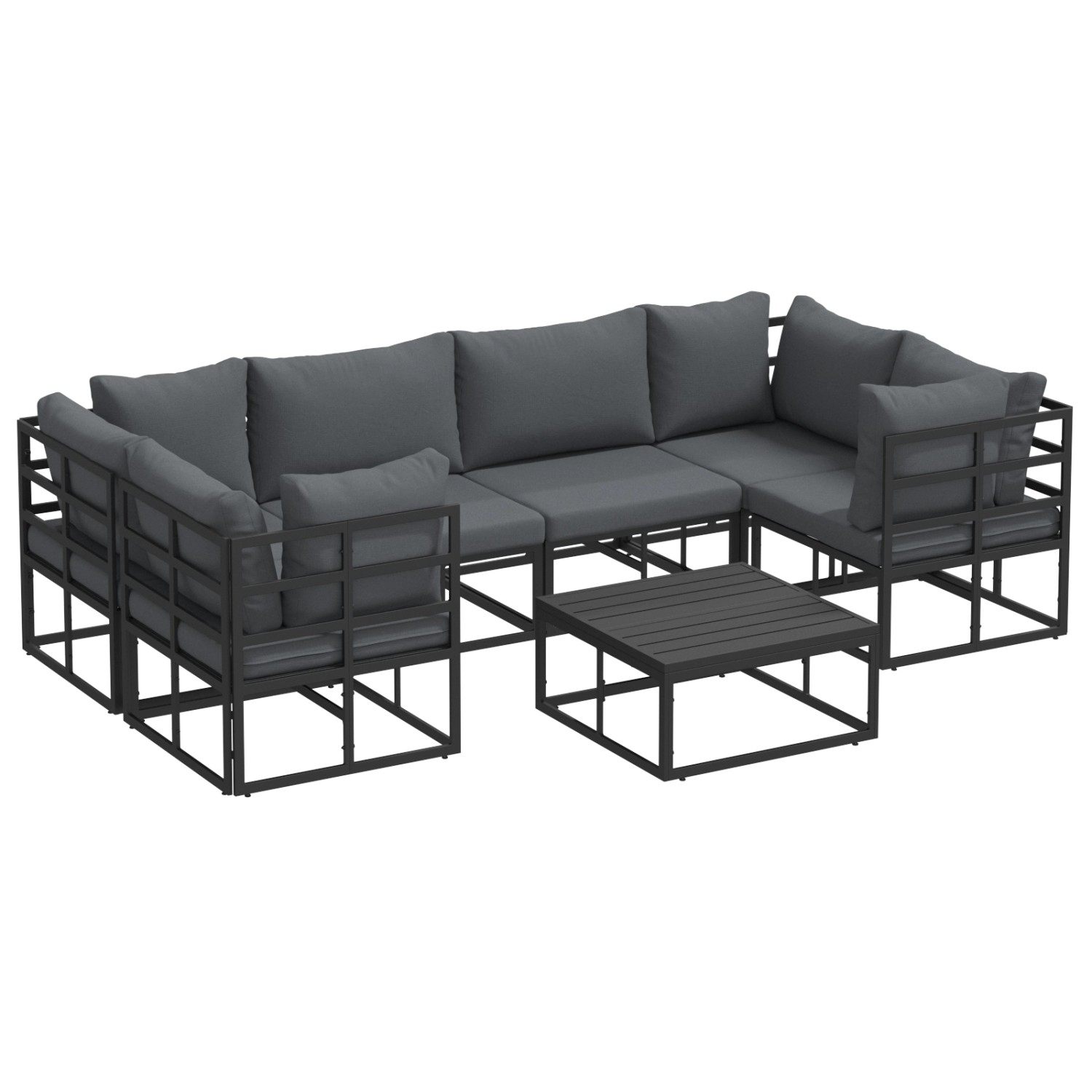 vidaXL Garten-Sofa-Set 7-Tlg Schwarz Aluminium 3378945 günstig online kaufen