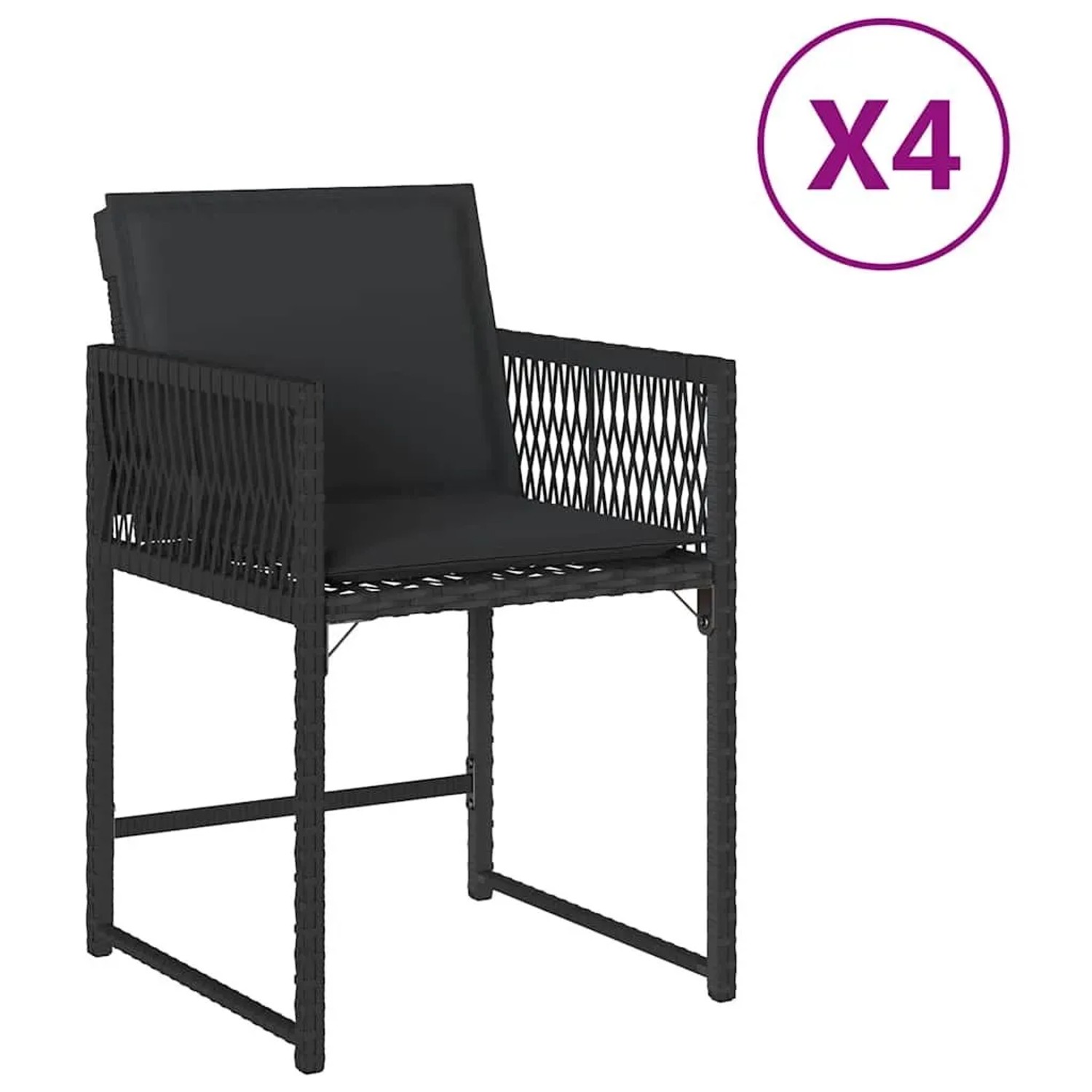 Furnicato Gartenstuhl Schwarz Pe Rattan 50 5 X 54 X 79 Cm Klappbar Mit Kissen
