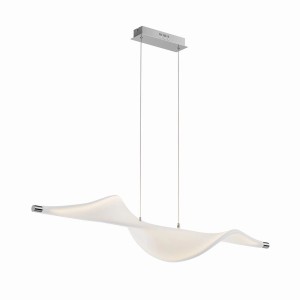 Lucande LED Pendelleuchte Edano 9626387 Dimmbar Modern in Weiß aus Textil 1-flammig Wohnzimmerleuchte