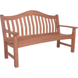 Grüne 3-Sitzer Gartenbank Kingston aus FSC®-zertifiziertem Eukalyptusholz mit Armlehnen.