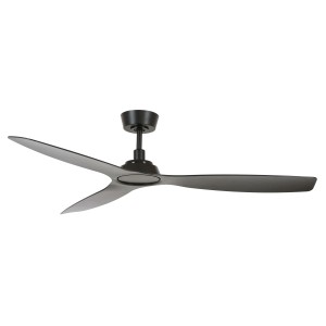 Schwarzer Lucci Air Deckenventilator Moto (132 cm) mit drei Flügeln und Fernbedienung.