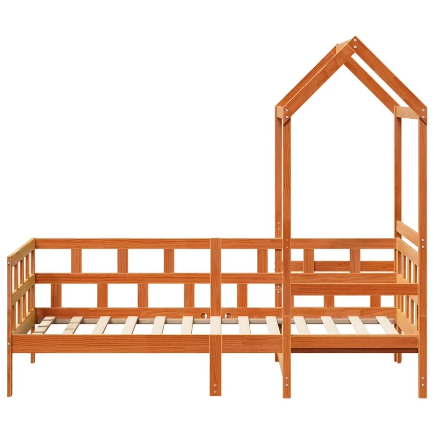 Wachsbraunes vidaXL Tagesbett mit Dach, 80x200 cm, aus Kiefernholz.