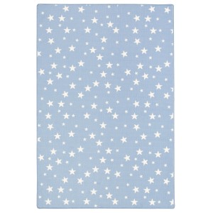 Blauer Snapstyle Kinder Spielteppich (160x200cm) mit weißen Sternen.