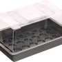 Anthrazitfarbene Universal-Anzuchtschale 38x24x6 cm mit transparentem Deckel für die Pflanzenanzucht.