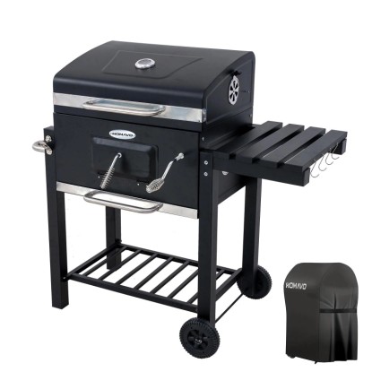 HOMAVO Holzkohlegrill mit Deckel & Grillabdeckungen Wasserfest 56×42.5 cm