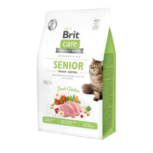 Brit Care Katzen-Trockenfutter Senior Weight Control Chicken, 400g Packung.