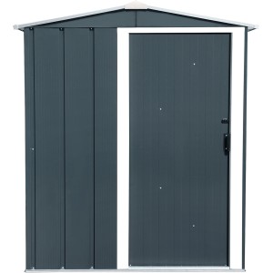 Duramax Metall-Gerätehaus in Anthrazit-Weiß mit Schiebetür. Ideal zur Aufbewahrung im Garten.