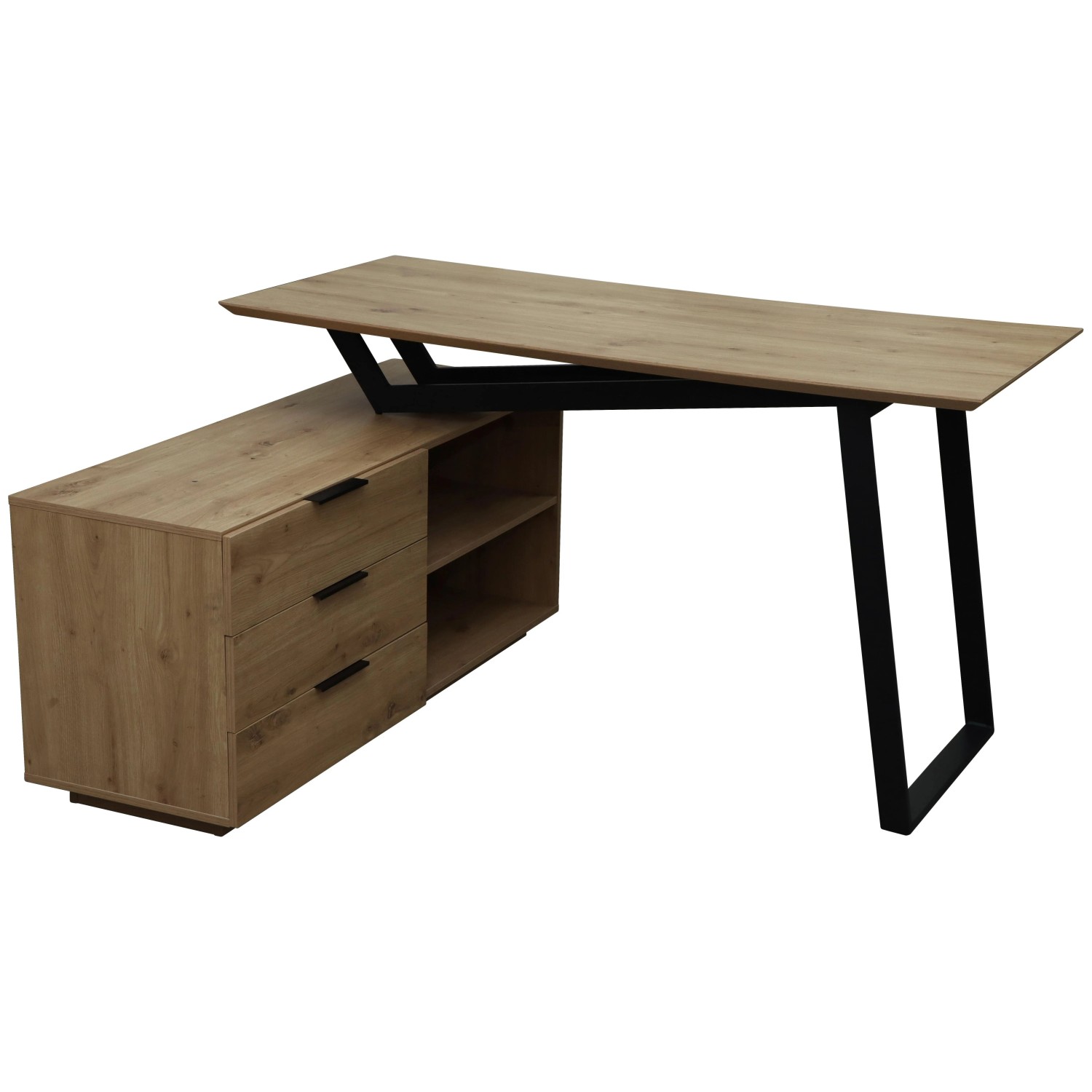 Bessagi Home Schreibtisch Liam Eiche Artisan/Schwarz