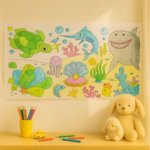 Ausmaltischdecke Sea Life: 2 Rollen Malpapier mit Unterwasserwelt-Motiven zum Ausmalen.