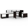 Braunes 4-tlg. vidaXL Garten Lounge Set aus Polyrattan mit Tisch, Hocker, Sofa und Liege mit cremeweißen Polstern.