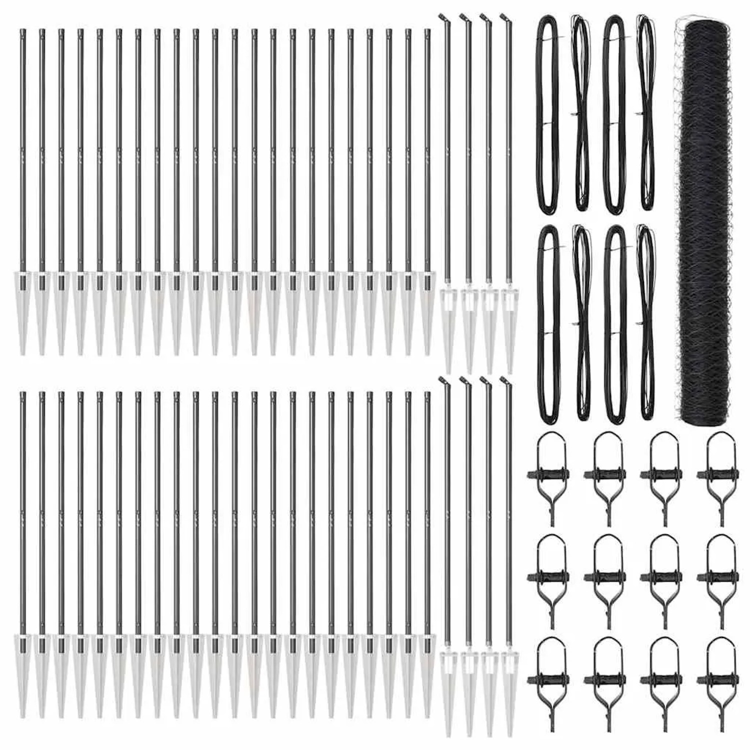 vidaXL Zaunpfosten Grau 100 x 1,4 m 50 mm Maschen Stahl und PVC 3353317 günstig online kaufen