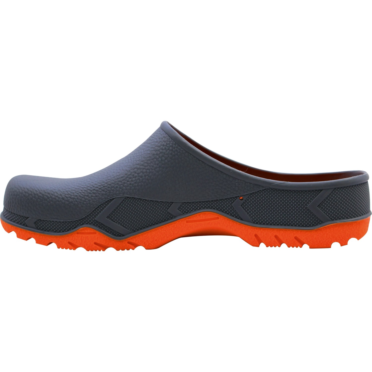 Gartenclog in Schwarz-Orange, Größe 41/42, ideal für Gartenarbeit und Freizeit.