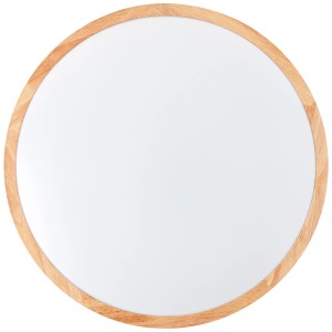 Runde LED-Deckenleuchte Bario in Weiß/Holzoptik, Ø 52cm.