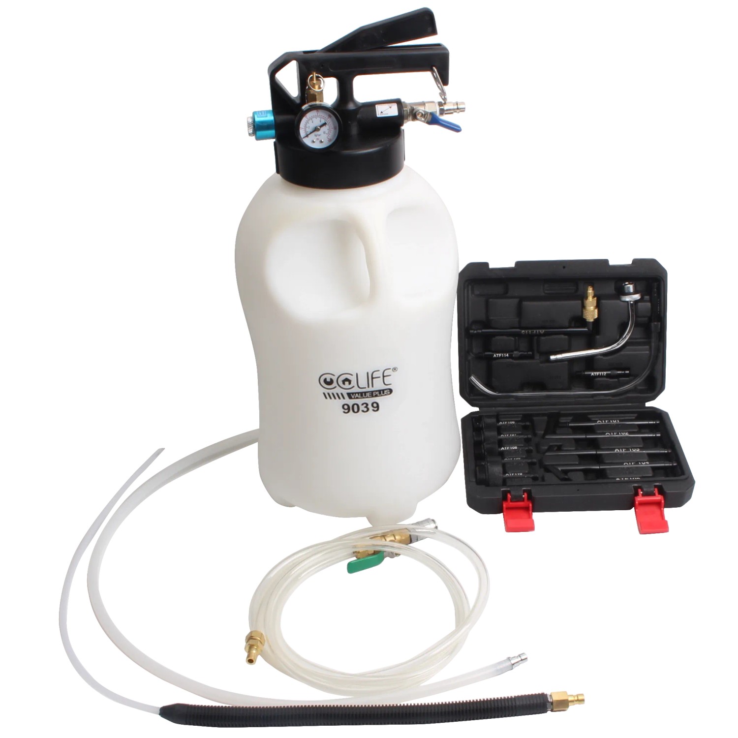CCLIFE Getriebeöl-Einfüllgerät Druckluft 10L mit Adaptern im Werkzeug-Set.