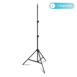 Schwarzes, ausziehbares Instarter Lampenstativ mit Dreibein, 3 Segmenten. Ideal als Blitzstativ und Lichtstativ für Foto.