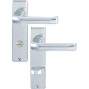 Hoppe Bad/WC-Garnitur London, Alu Natur, Kurzschild, für Türstärken 37-42mm.