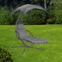 Anthrazit Schwingliege Palmdale mit Sonnendach im Garten.