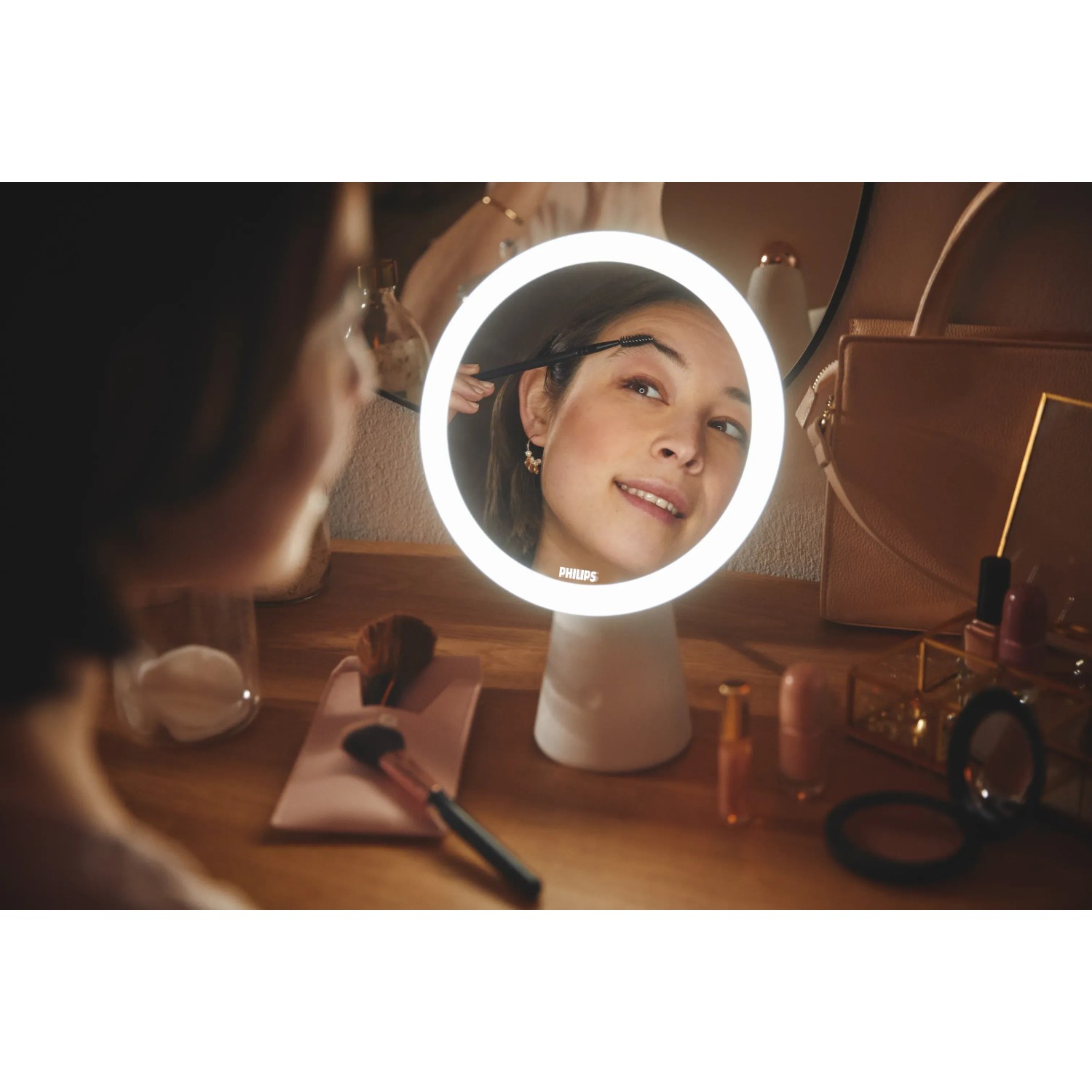 Philips Tischleuchte Mirror mit Spiegel, 4,5 W, weiß. LED-Tischleuchte mit Touchdimmer und Akku.