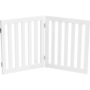 Weißes, 60 cm hohes Costway Absperrgitter mit 2 klappbaren MDF-Paneelen für Hunde und Haustiere.