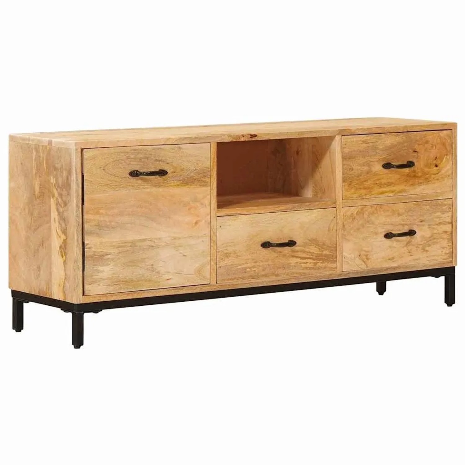 vidaXL TV-Ständer Braun 110 x 30 x 46 cm Massivholz Mango 4104604