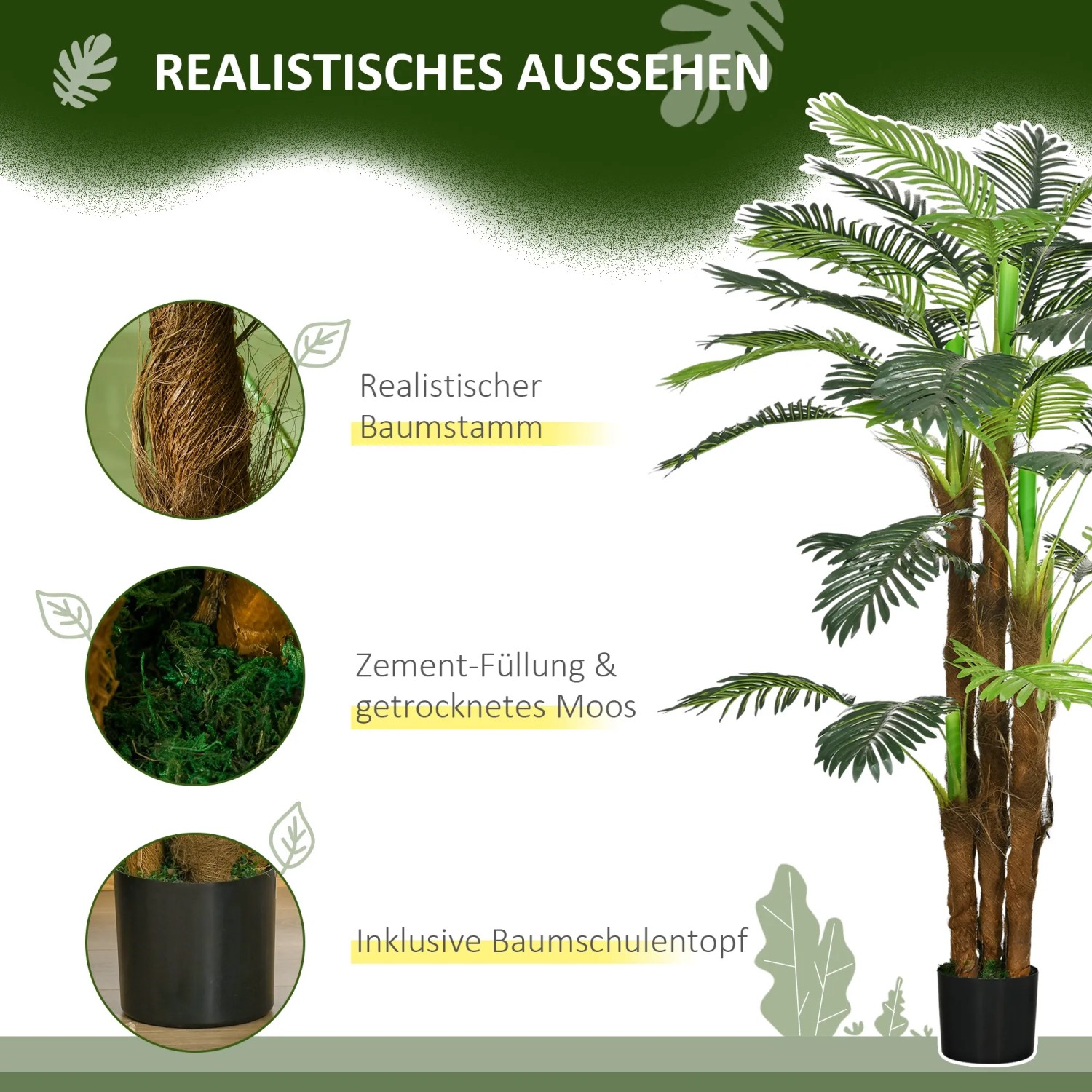 HOMCOM Knstliche Palme gro 160 cm mit Topf 16 cm kaufen bei OBI