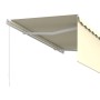 Manuelle, einziehbare Markise in Creme mit Rollo, 3,5x2,5 m. Sicht auf Stoff, Gestell und Bedienung.
