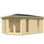 Lasita Maja Gartenhaus Edinburgh 2 aus unbehandeltem Holz mit Fenstern und Doppeltür.