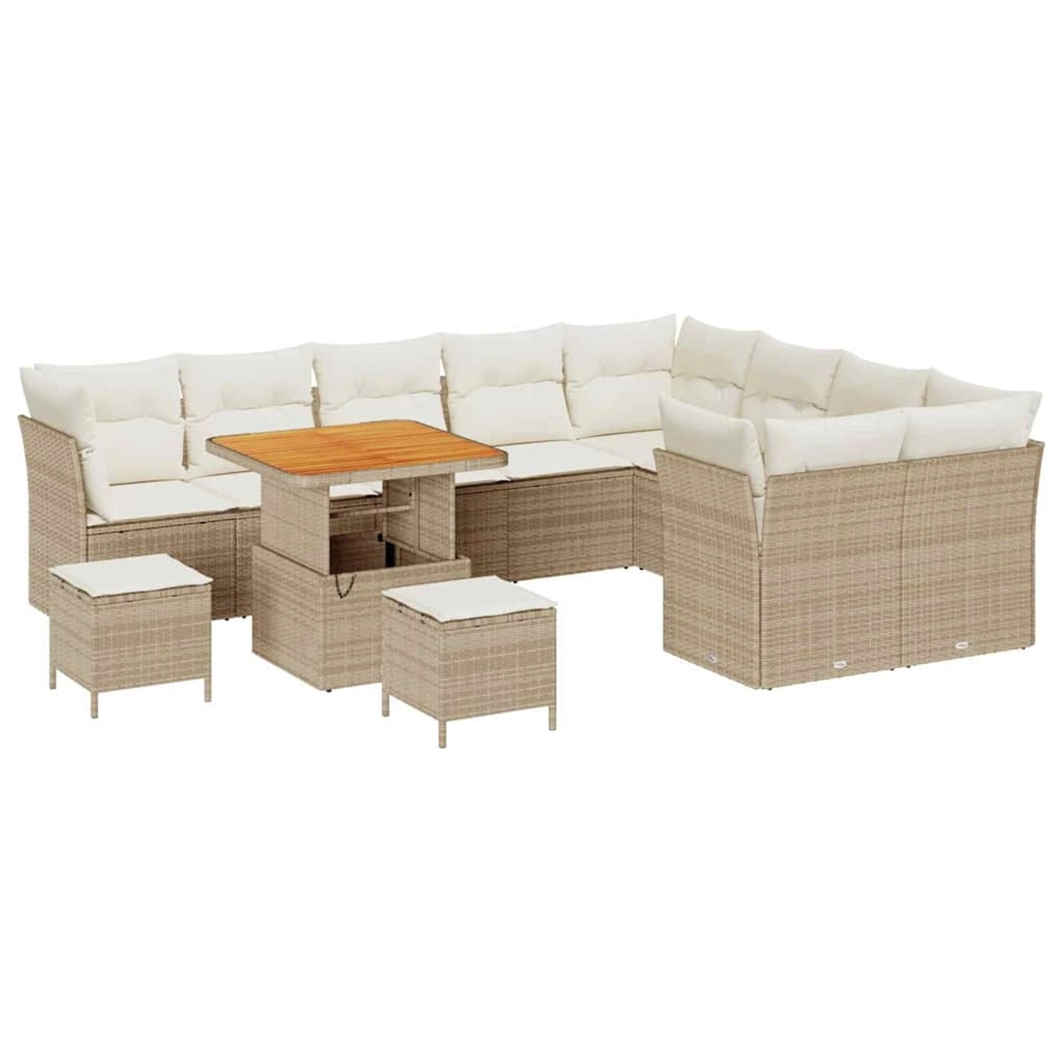 vidaXL Garten-Sofa-Set 12-Tlg Beige Poly Rattan 3361521 günstig online kaufen