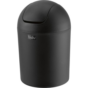 Schwarzer baliv Kosmetikeimer mit Schwingdeckel, 1,25 l Fassungsvermögen.