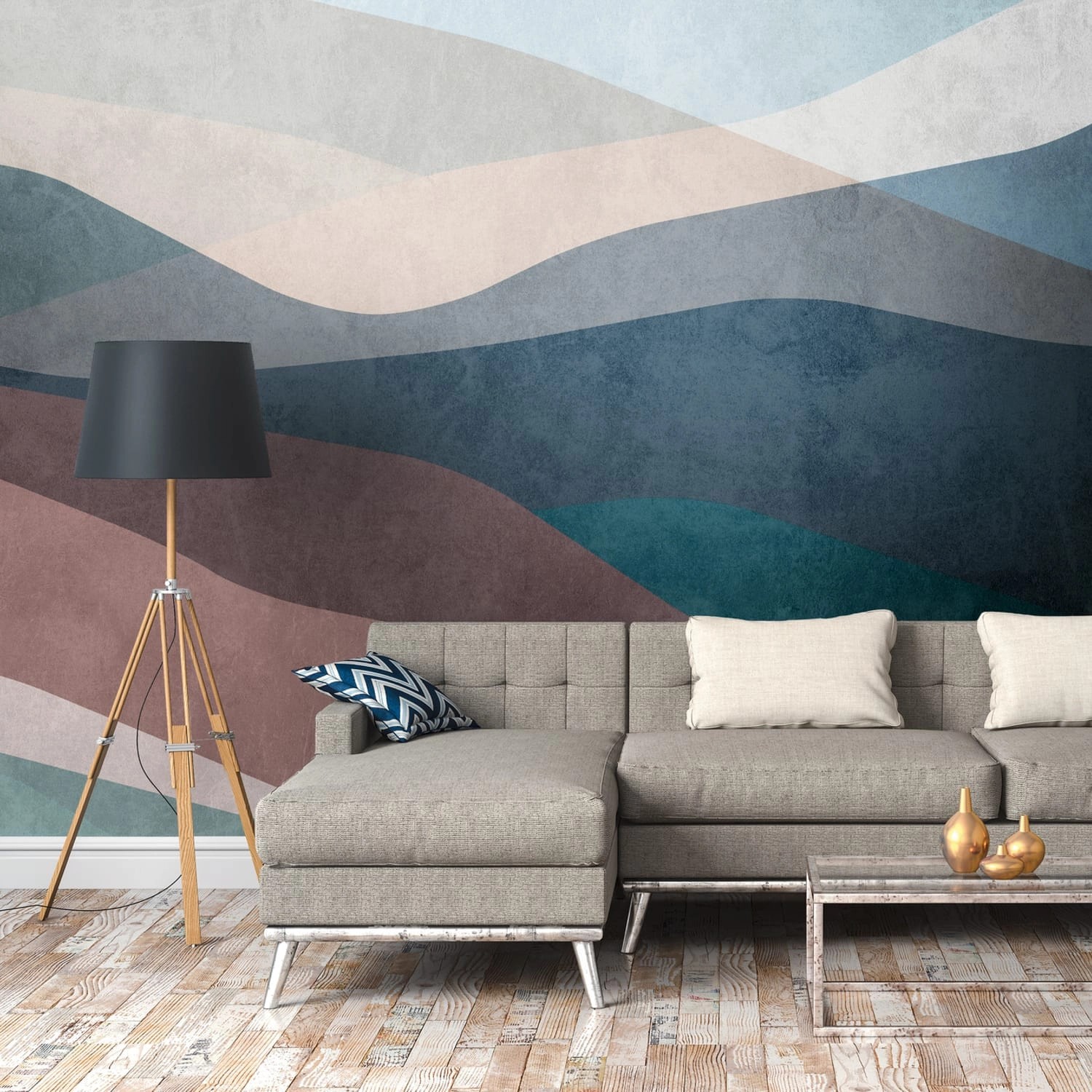 PROFHOME 382551-GU Fototapete Abstrakt Matt Blau Braun Weiß Beige 3,71 m x günstig online kaufen
