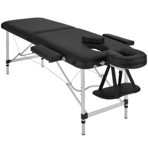 Tectake 2 Zonen Massageliege Set  Breite 61 cm  Polsterung 4 cm Inklusive Lagerungsrollen und Tragetasche  210 x 95 x 89 cm Schwarz