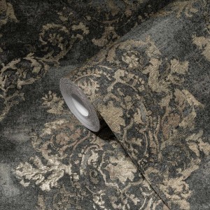 Bricoflor Vliestapete My Home My Spa 387074 mit Ornamenten in Grau und Gold.