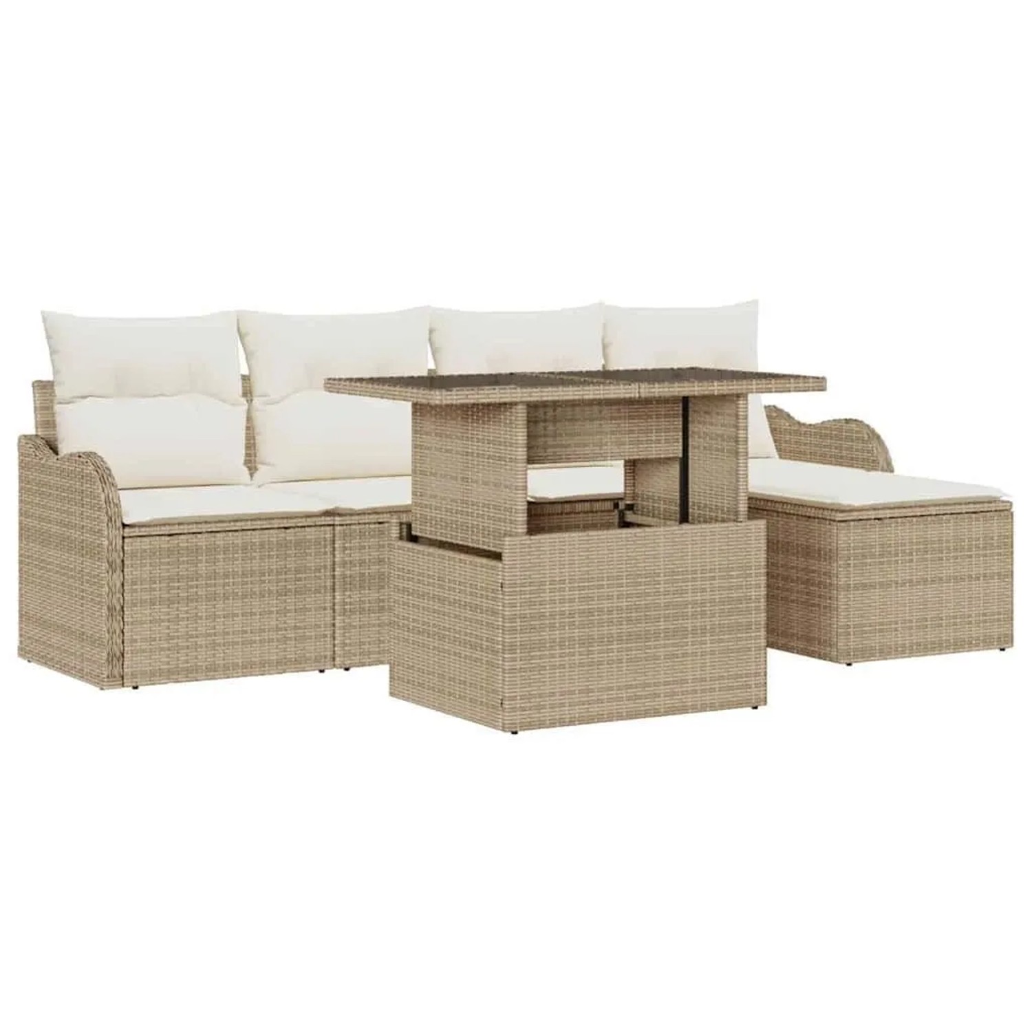vidaXL Gartensofa-Set mit Kissen 6 Stk Beige Polyrattan 3357184 günstig online kaufen