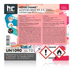 Höfer Chemie Aceton Rein 99,5%, 3x10L Kanister, Reinigungsmittel und Pflegemittel.