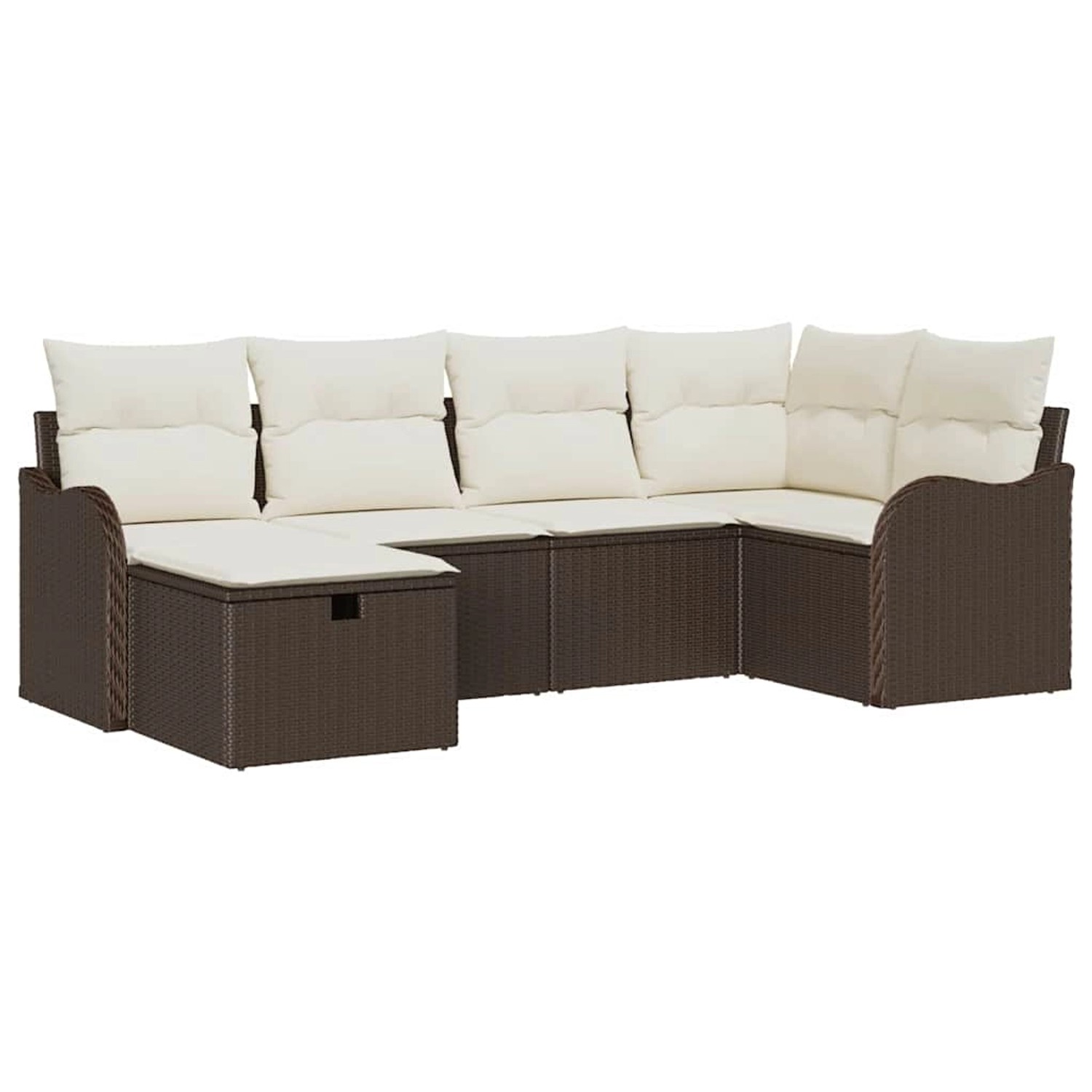 vidaXL Garten-Sofa-Set mit Kissen mit Speicher 6-Tlg Braun Poly Rattan 3360 günstig online kaufen