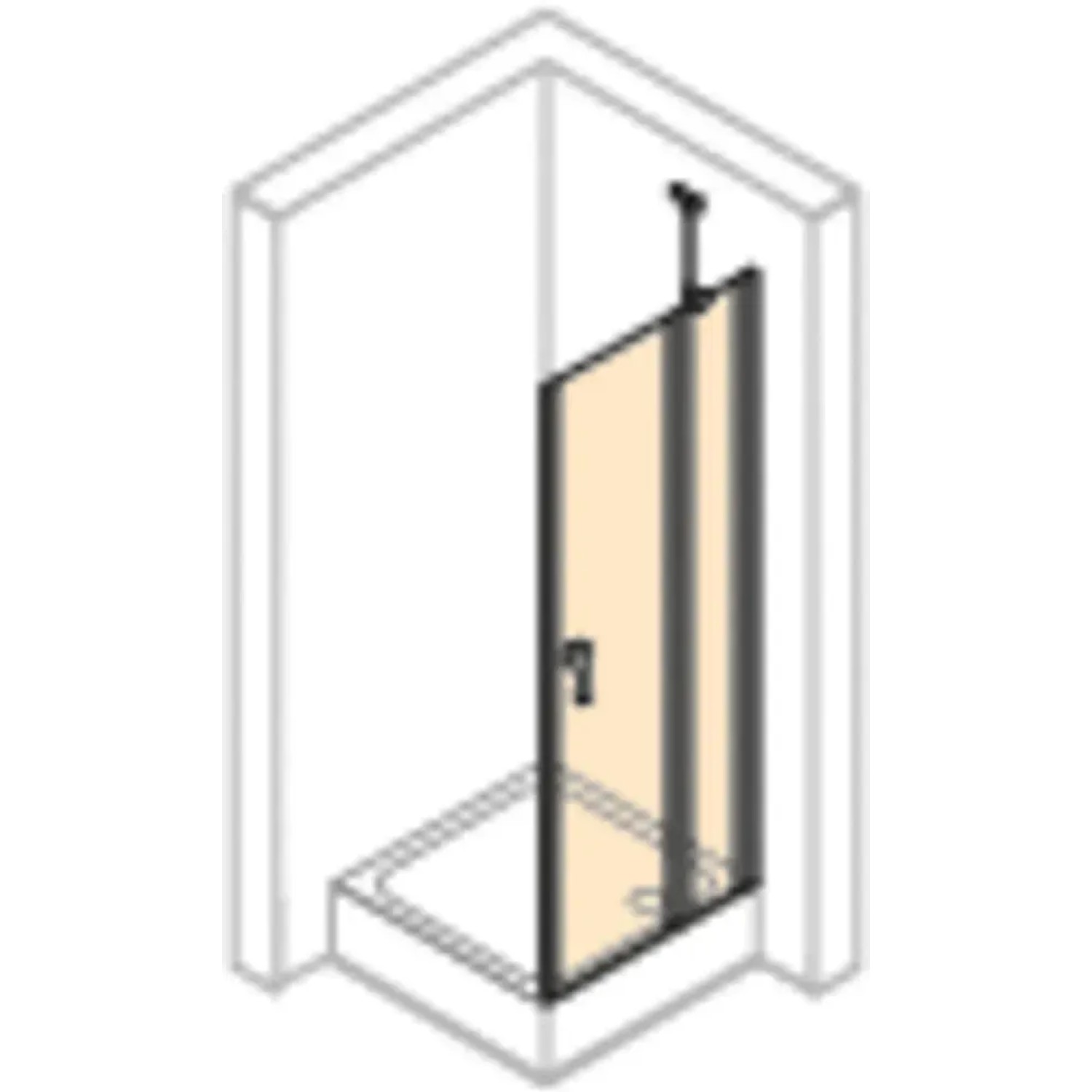 Hüppe Schwingtür Design Pure, 80x200 cm, Black Edition Walk-in Dusche mit festem Segment.