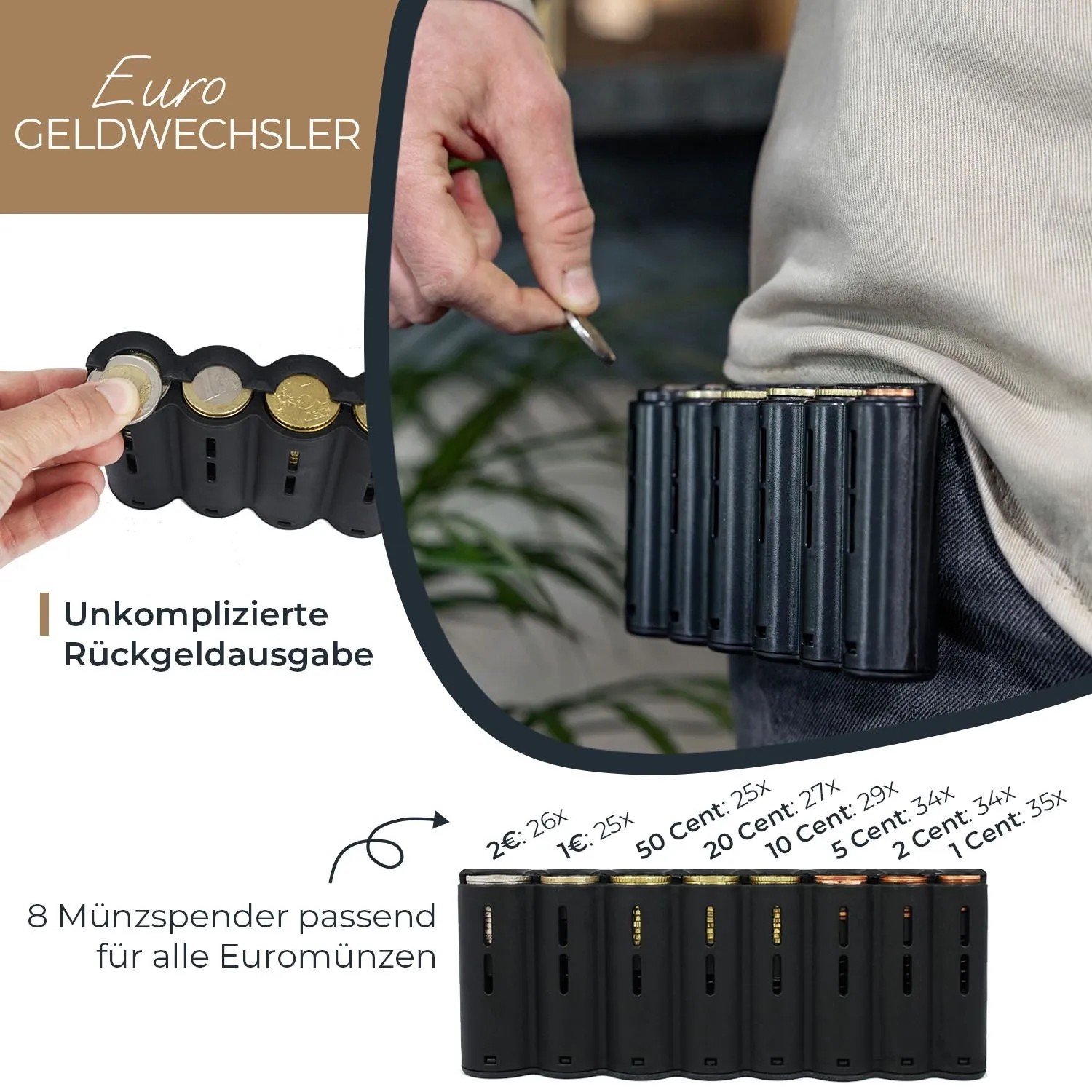 HMF 48810-02 Kellner Geldbörse Gürtel Kellnertasche Euro-Geldwechsler 21 x 10 x 7 cm Schwarz_3