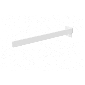 Weißer Radius Design Handtuchhalter aus Aluminium zur Klebemontage. Moderner Badhelfer ohne Bohren.