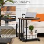 HOMCOM Beistelltisch in C-Form, schwarz/walnuss, mit Metallgestell und Ablage. Ideal als Nachttisch.