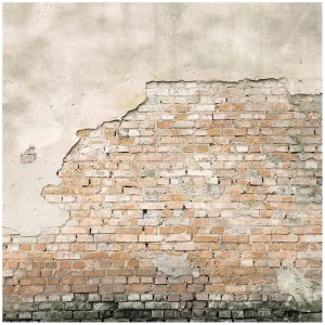 Art for the Home Fototapete Dublin, 300x300 cm, mit Backstein- und Putz-Motiv.