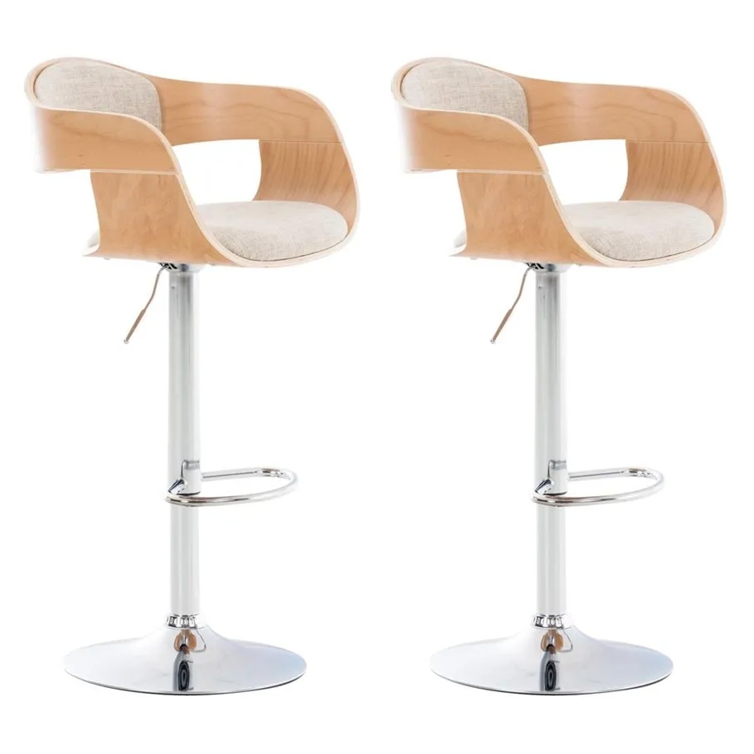 CLP 2er Set Barhocker Kingston Stoff Natura/Creme