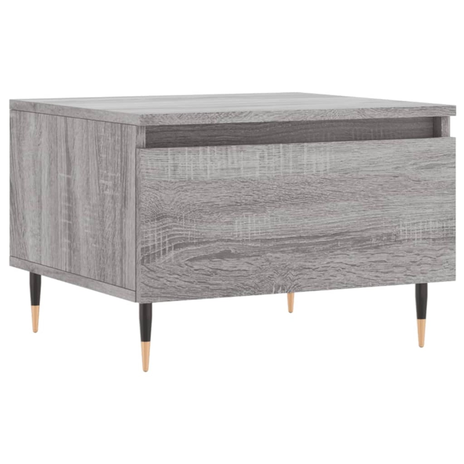 vidaXL Couchtische 2er Set Grau Sonoma, Holzwerkstoff mit Schublade und Metallbeinen.