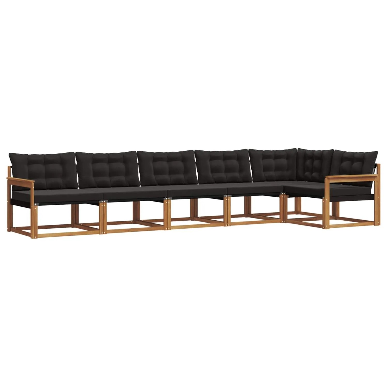 vidaXL Outdoor-Sofagarnitur mit Kissen 6-Tlg Natur und Schwarz 3369499