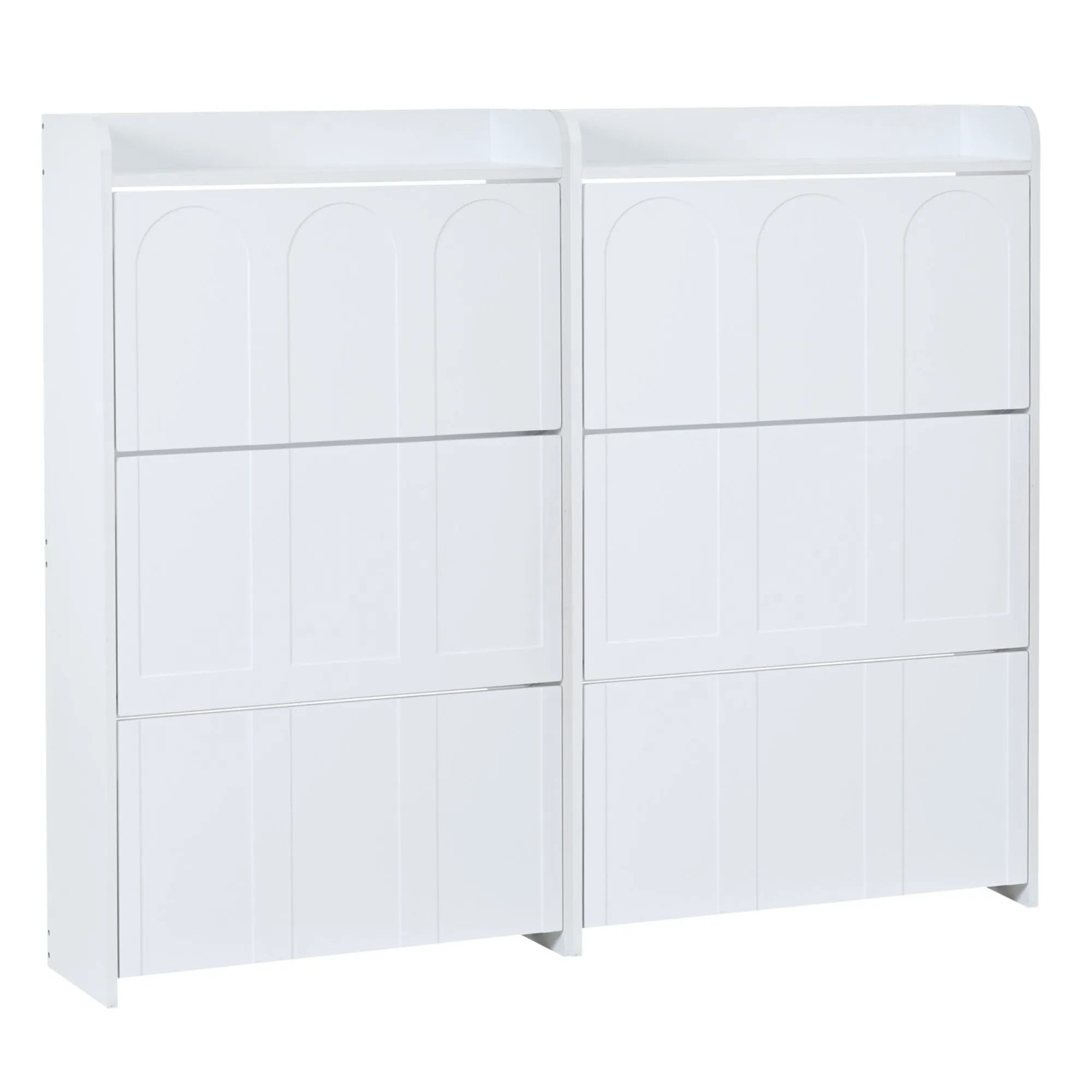 Merax Schuhschrank Set 2 Teilig mit 12 Fächern MDF Weiß