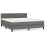 Graues vidaXL Boxspringbett 180x200 cm mit Kunstleder-Bezug und Matratze.