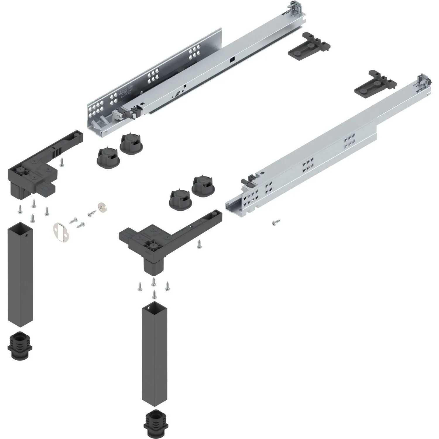 Blum Sockelbeschlag-Set Space-Step 460 mm Kunststoff Stahl Grau 150 kg