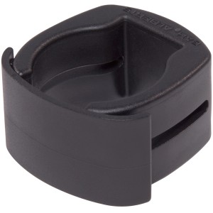 Schwarzer Alberts Fix-Clip Pro für 34 mm Pfosten zur Zaunbefestigung.