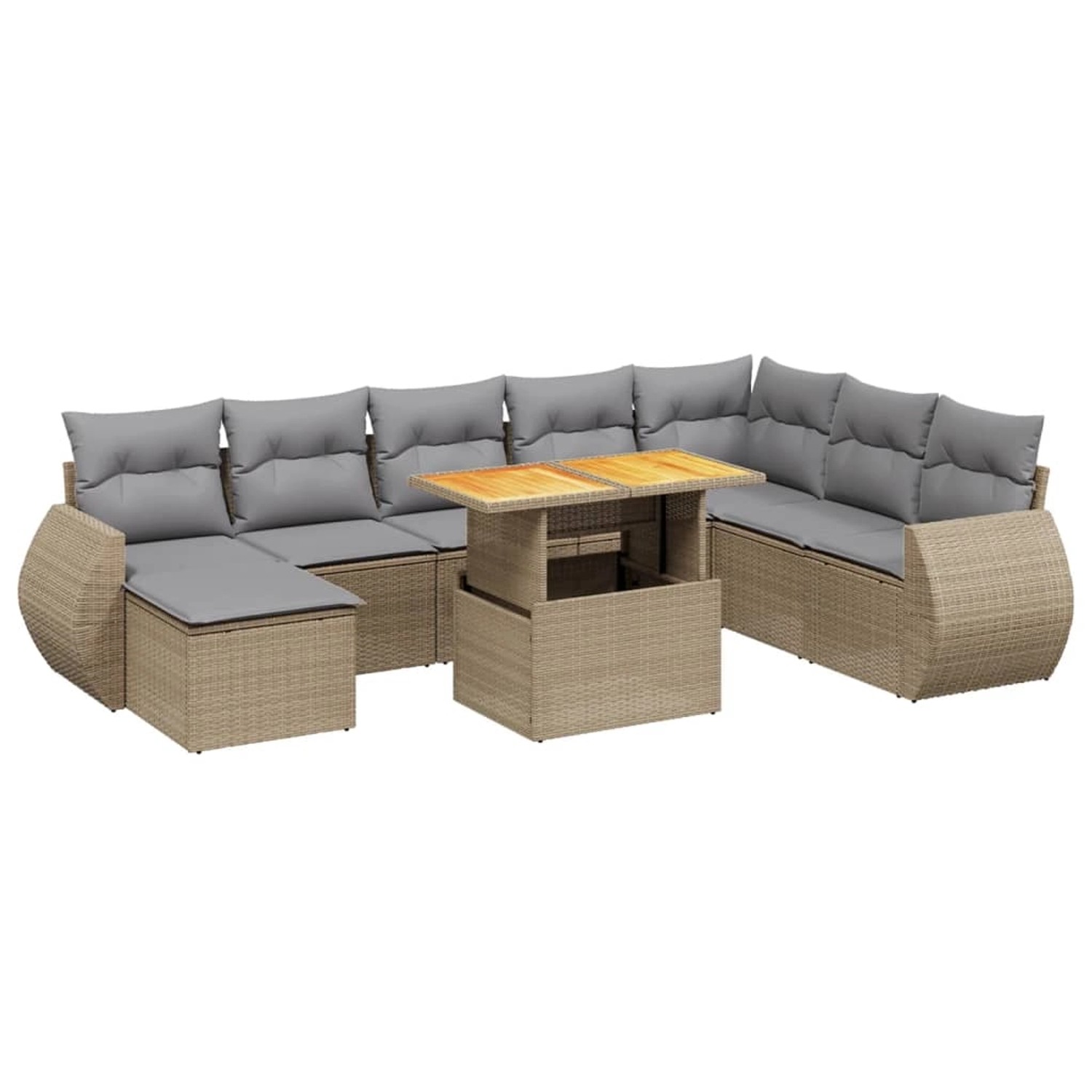 vidaXL 9-Tlg Garten-Sofagarnitur mit Kissen Beige Poly Rattan 3272333 günstig online kaufen