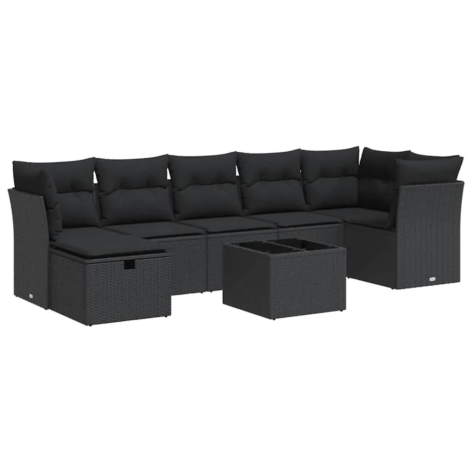 vidaXL 8-Tlg Garten-Sofagarnitur mit Kissen Schwarz Poly Rattan 3325311